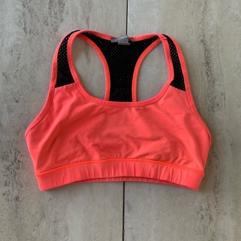 Forever21 Pink & Black Mesh Sports Bra
